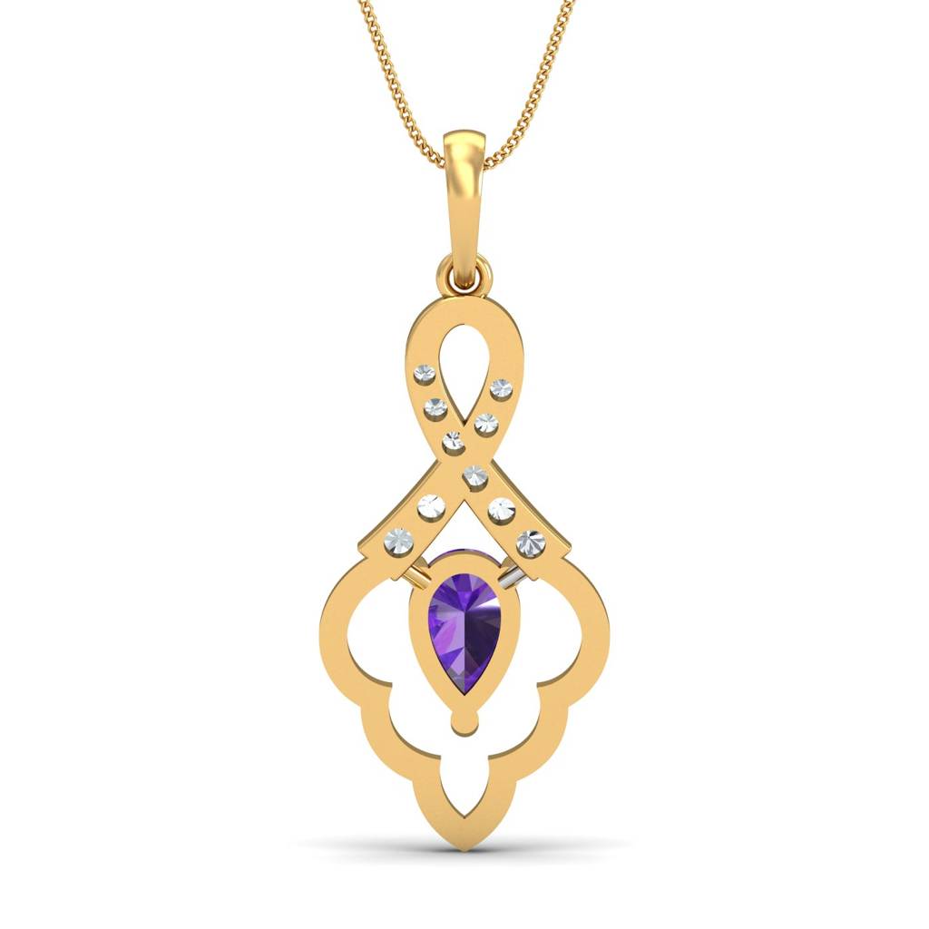 KuberBox 18K Yellow Gold Mediaeval Amethyst Pendant