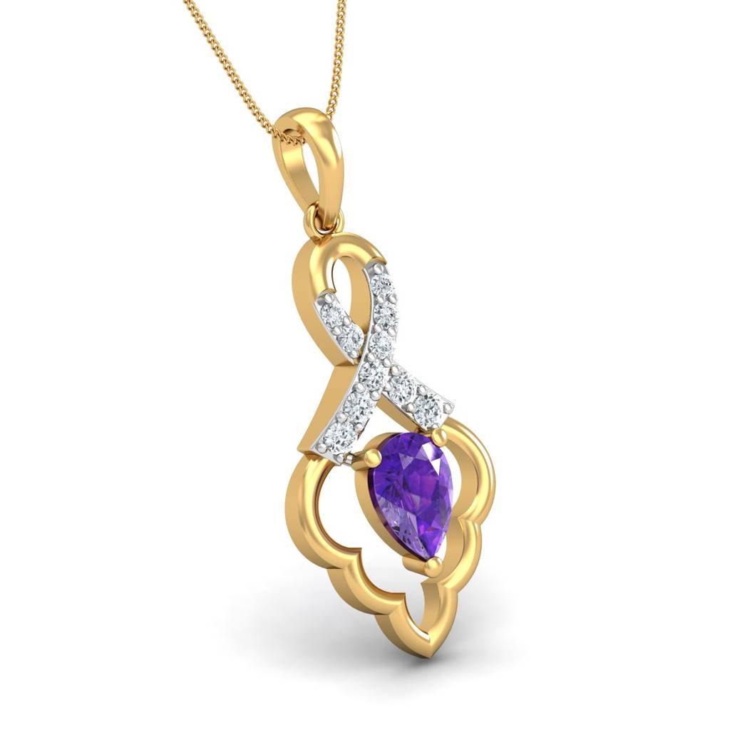 KuberBox 18K Yellow Gold Mediaeval Amethyst Pendant