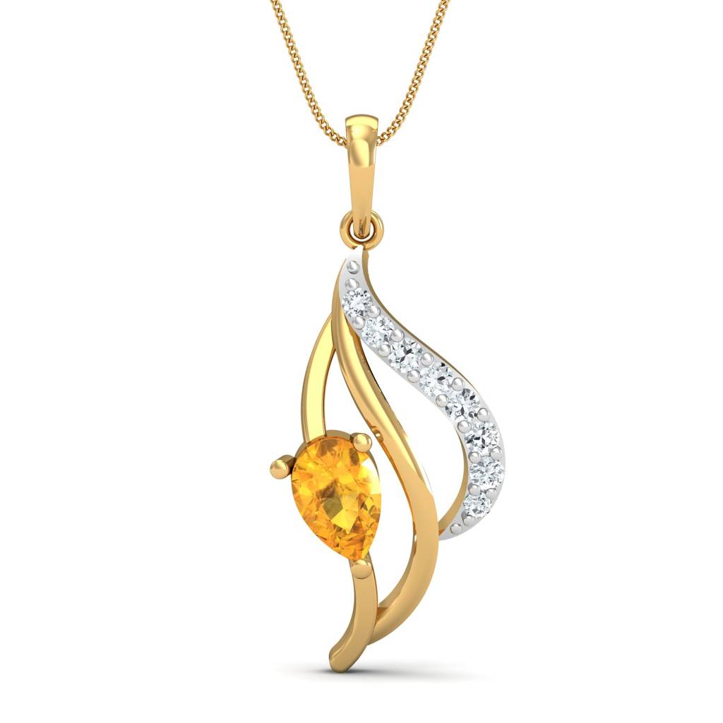 KuberBox 18K Yellow Gold Chivalric Citrine Pendant