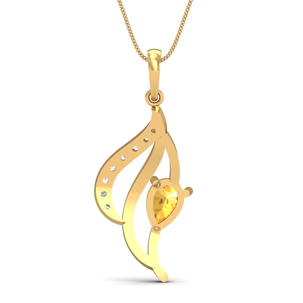 KuberBox 18K Yellow Gold Chivalric Citrine Pendant