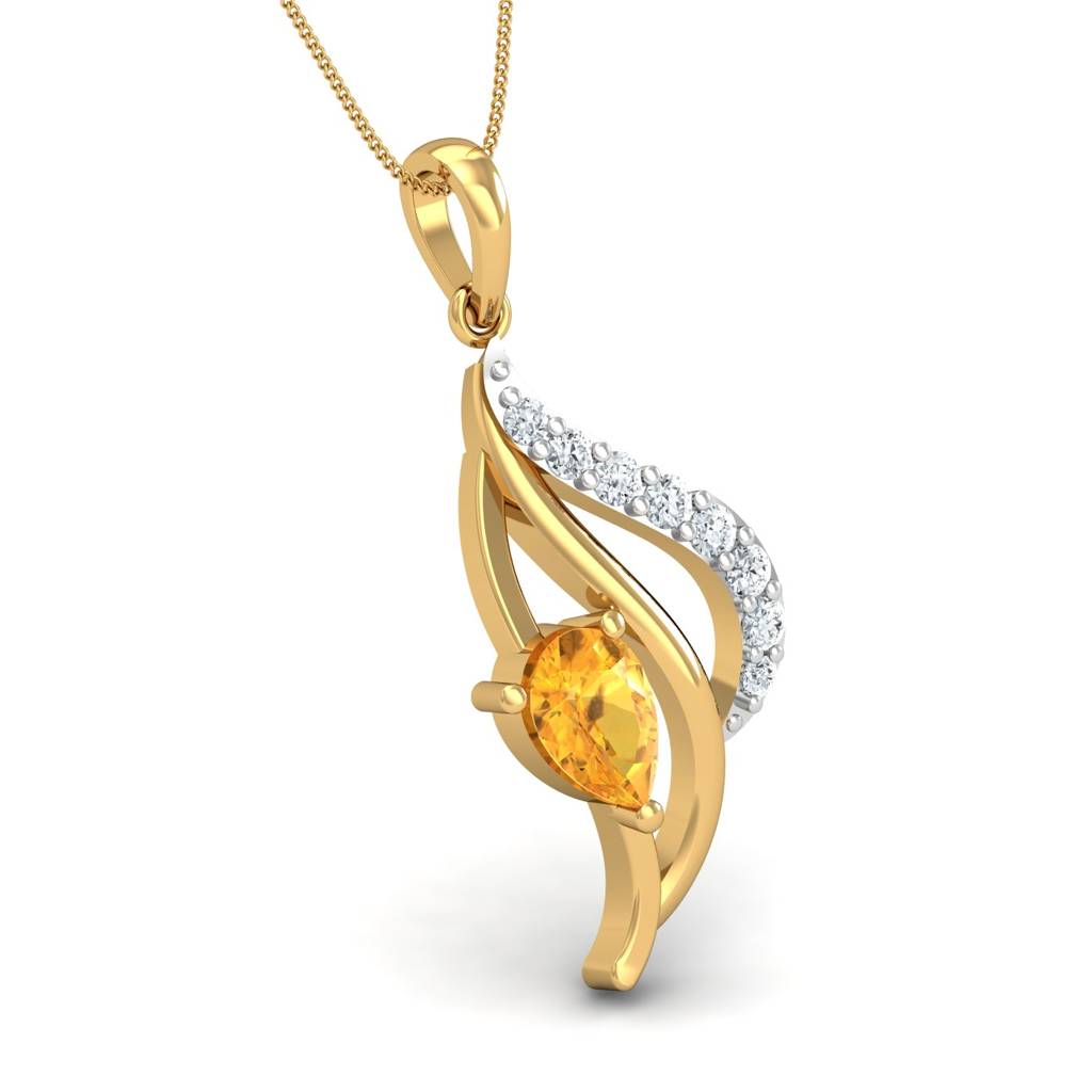 KuberBox 18K Yellow Gold Chivalric Citrine Pendant