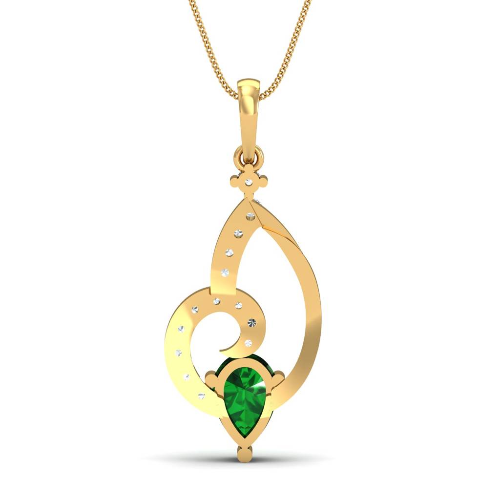 KuberBox 18K Yellow Gold Imperial Emerald Pendant