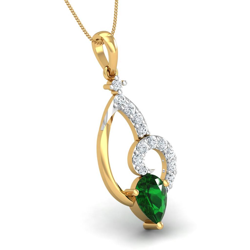 KuberBox 18K Yellow Gold Imperial Emerald Pendant