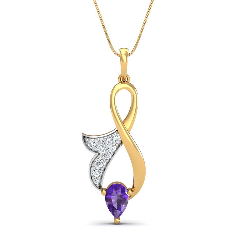 KuberBox 18K Yellow Gold Regal Amethyst Pendant