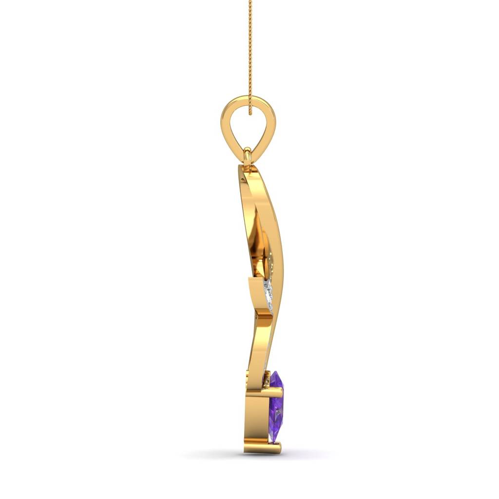 KuberBox 18K Yellow Gold Regal Amethyst Pendant