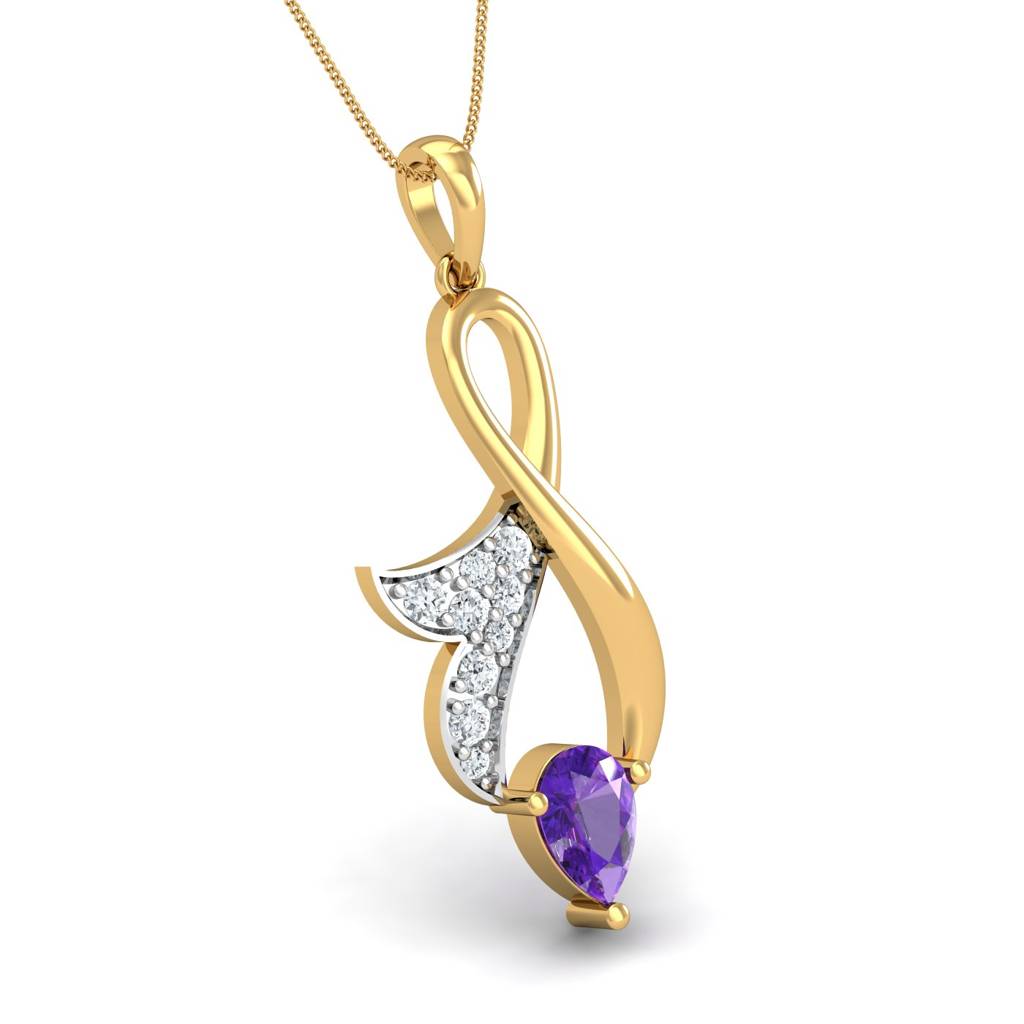 KuberBox 18K Yellow Gold Regal Amethyst Pendant