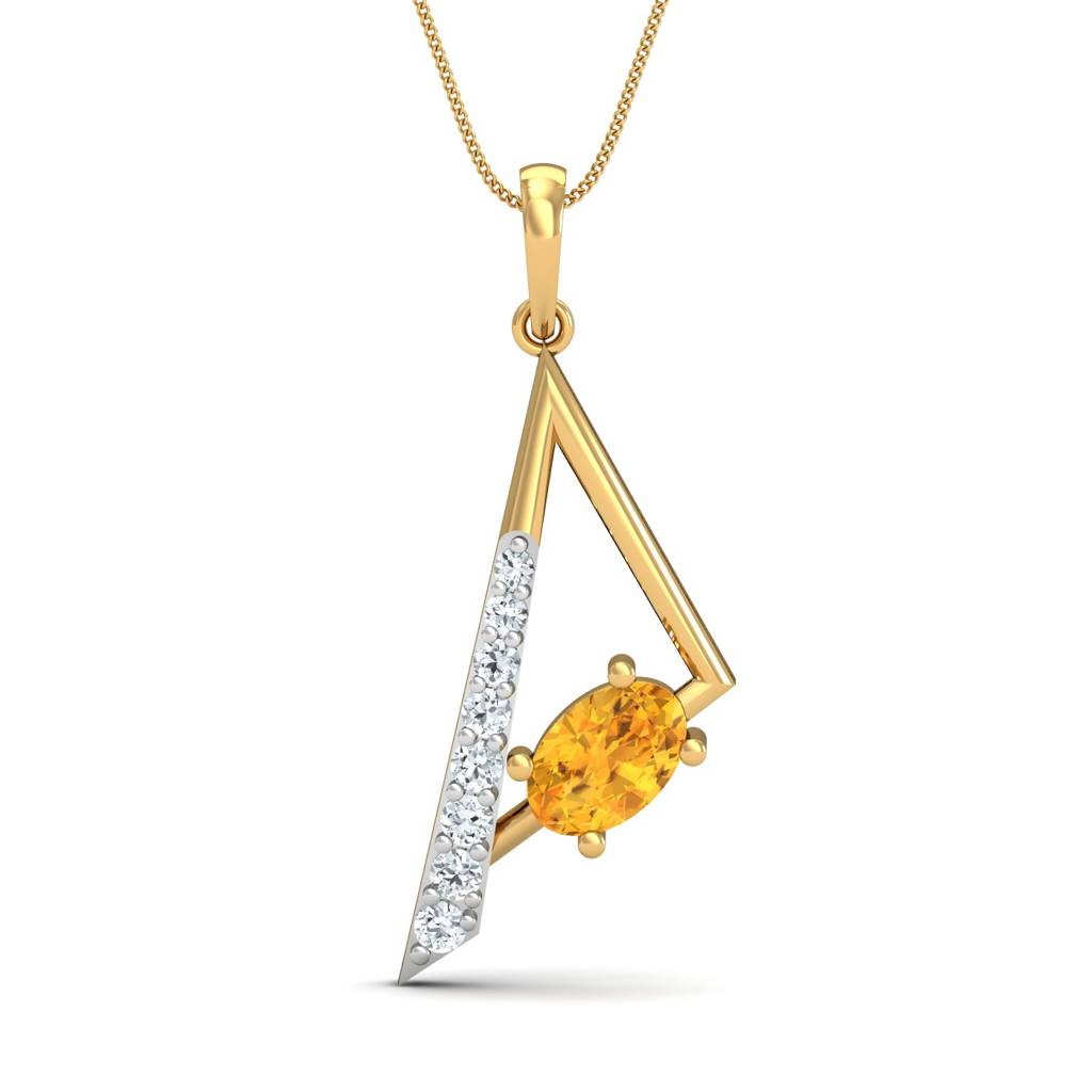 KuberBox 18K Yellow Gold Martinet Citrine Pendant