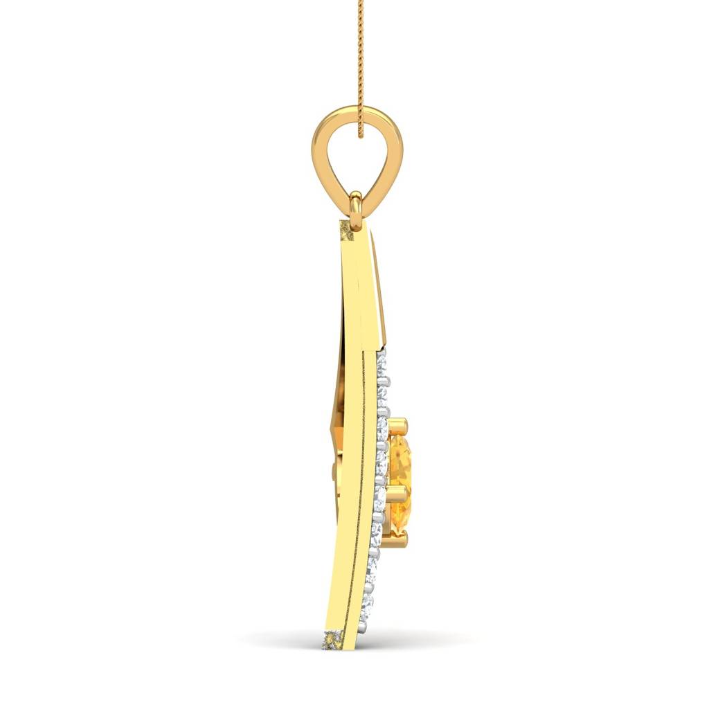 KuberBox 18K Yellow Gold Martinet Citrine Pendant