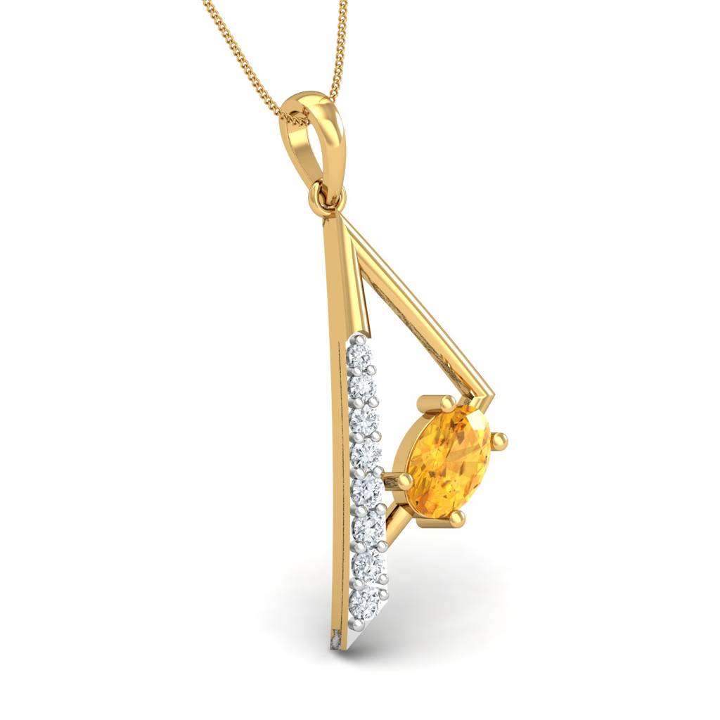 KuberBox 18K Yellow Gold Martinet Citrine Pendant
