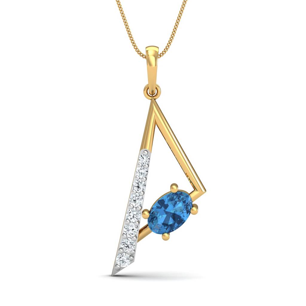 KuberBox 18K Yellow Gold Martinet Blue Topaz Pendant