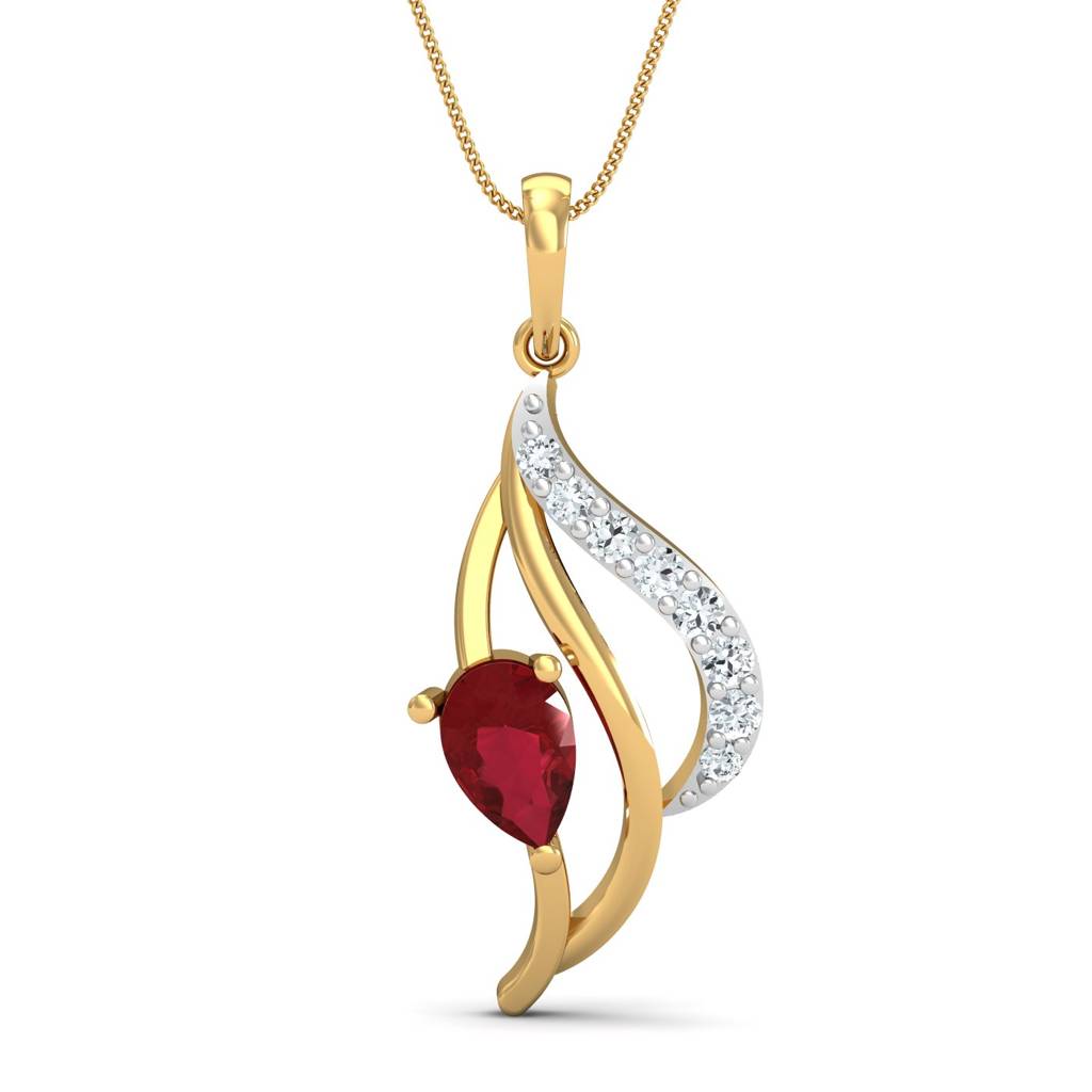 KuberBox 18K Yellow Gold Chivalric Ruby Pendant