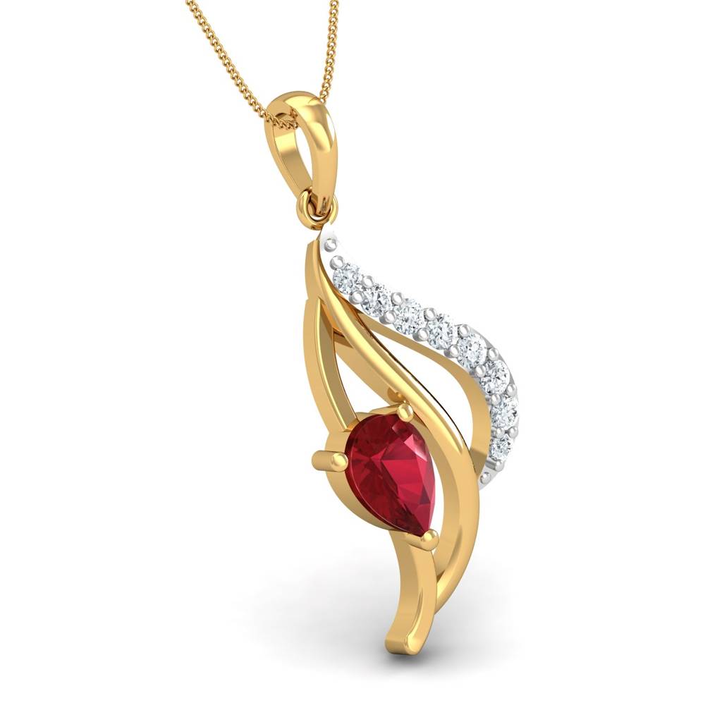 KuberBox 18K Yellow Gold Chivalric Ruby Pendant