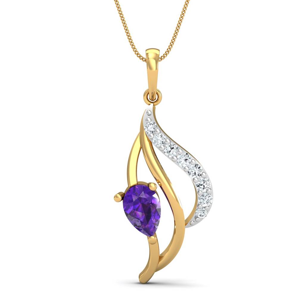 KuberBox 18K Yellow Gold Chivalric Amethyst Pendant