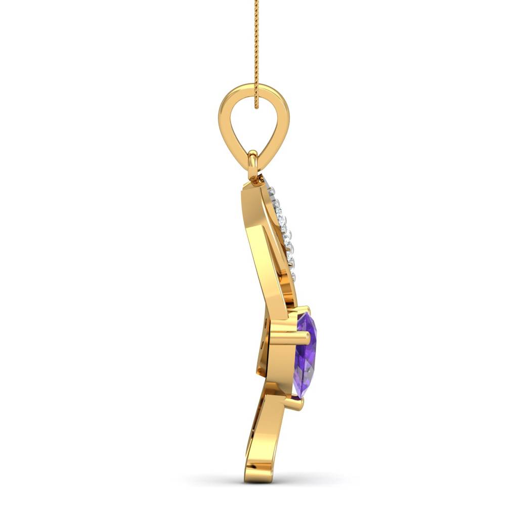 KuberBox 18K Yellow Gold Chivalric Amethyst Pendant