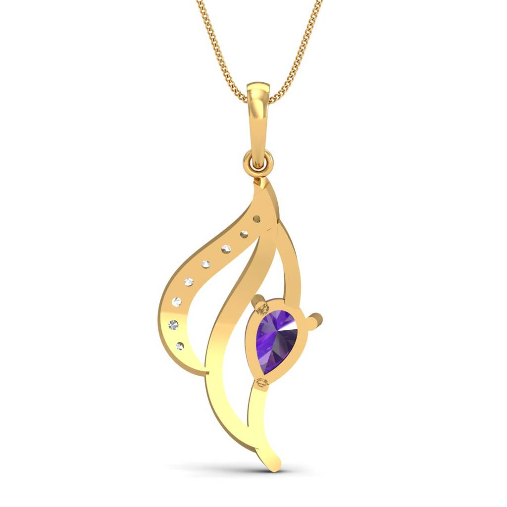 KuberBox 18K Yellow Gold Chivalric Amethyst Pendant