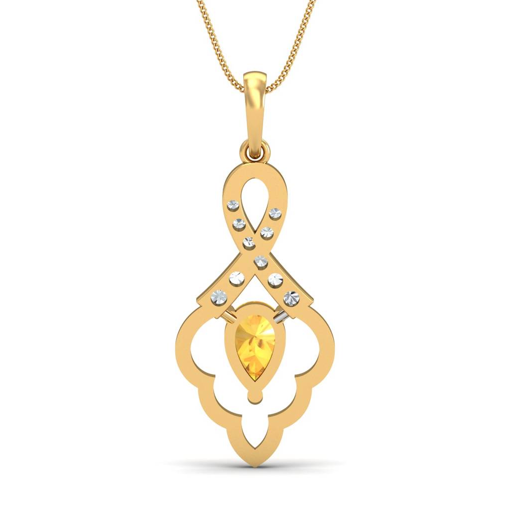 KuberBox 18K Yellow Gold Mediaeval Citrine Pendant