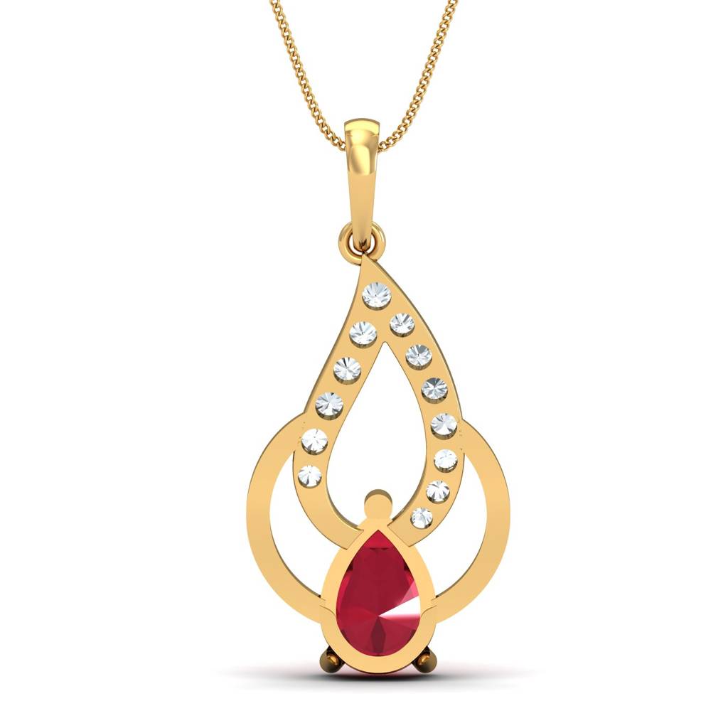 KuberBox 18K Yellow Gold First Affection Ruby Pendant
