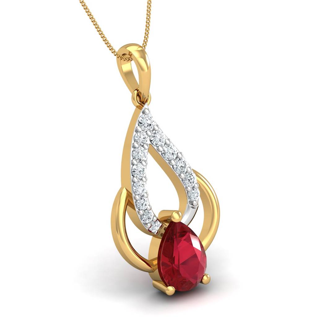 KuberBox 18K Yellow Gold First Affection Ruby Pendant