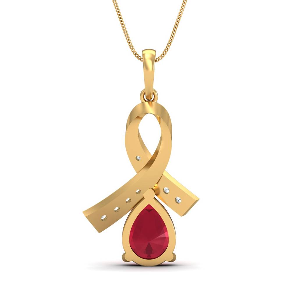 KuberBox 18K Yellow Gold Attaché Ruby Pendant