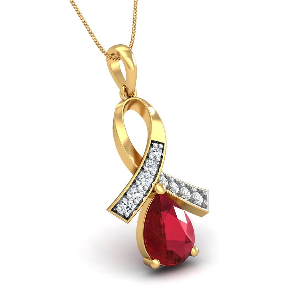 KuberBox 18K Yellow Gold Attaché Ruby Pendant