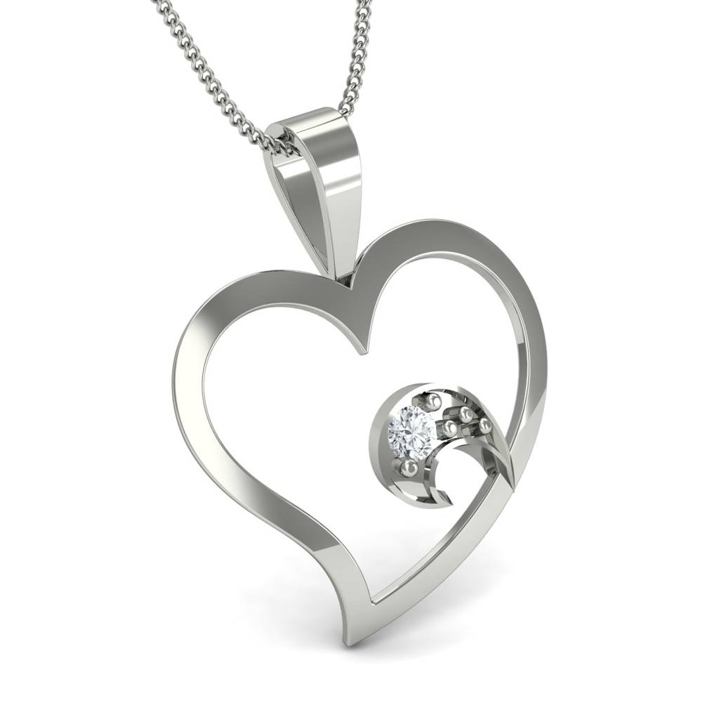 KuberBox 18K White Gold Precious Heart Pendant