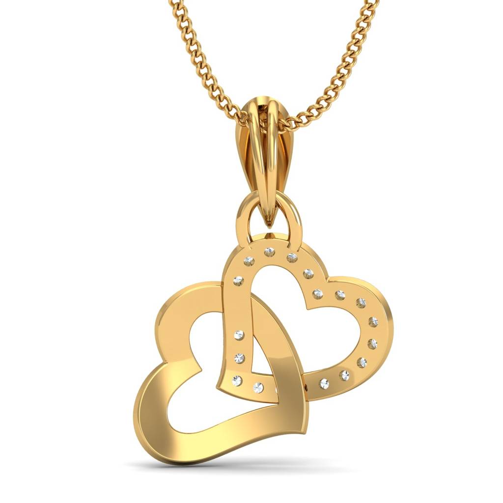 KuberBox 18K Yellow Gold Studded Heart Pendant