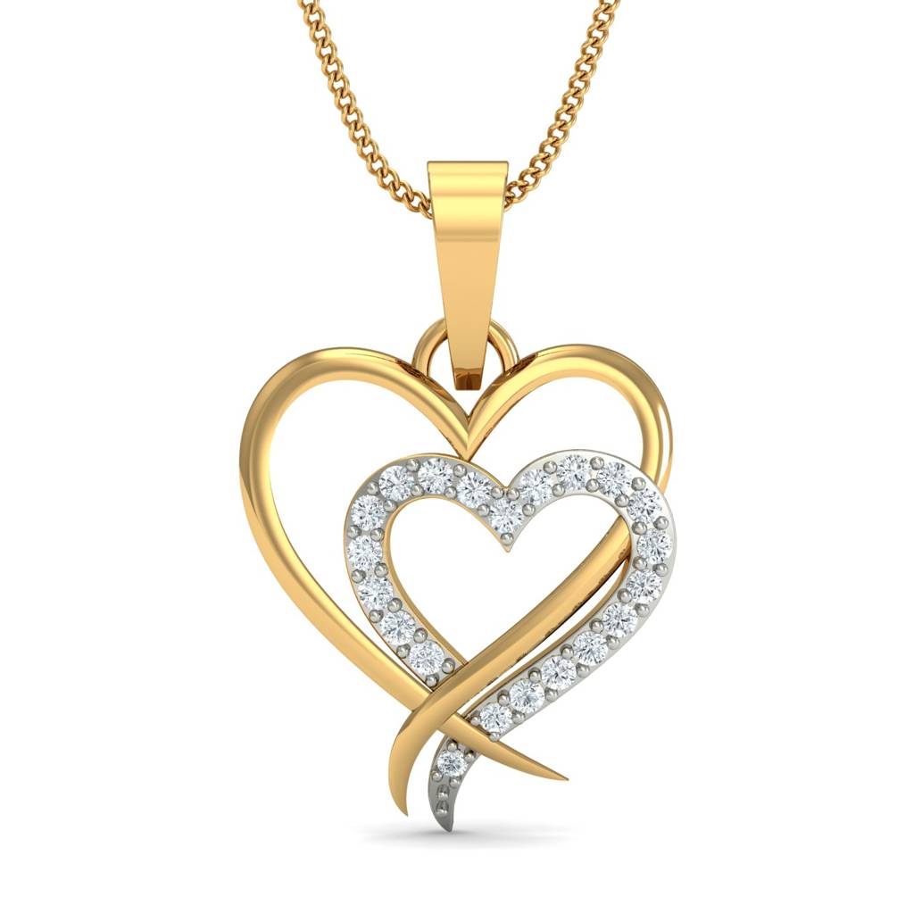 KuberBox 18K Yellow Gold Adorable Heart Pendant