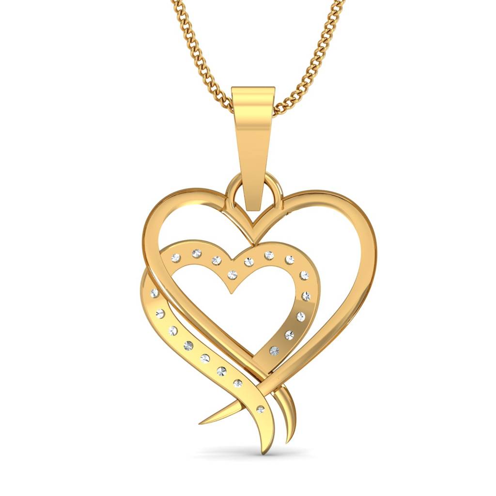 KuberBox 18K Yellow Gold Adorable Heart Pendant
