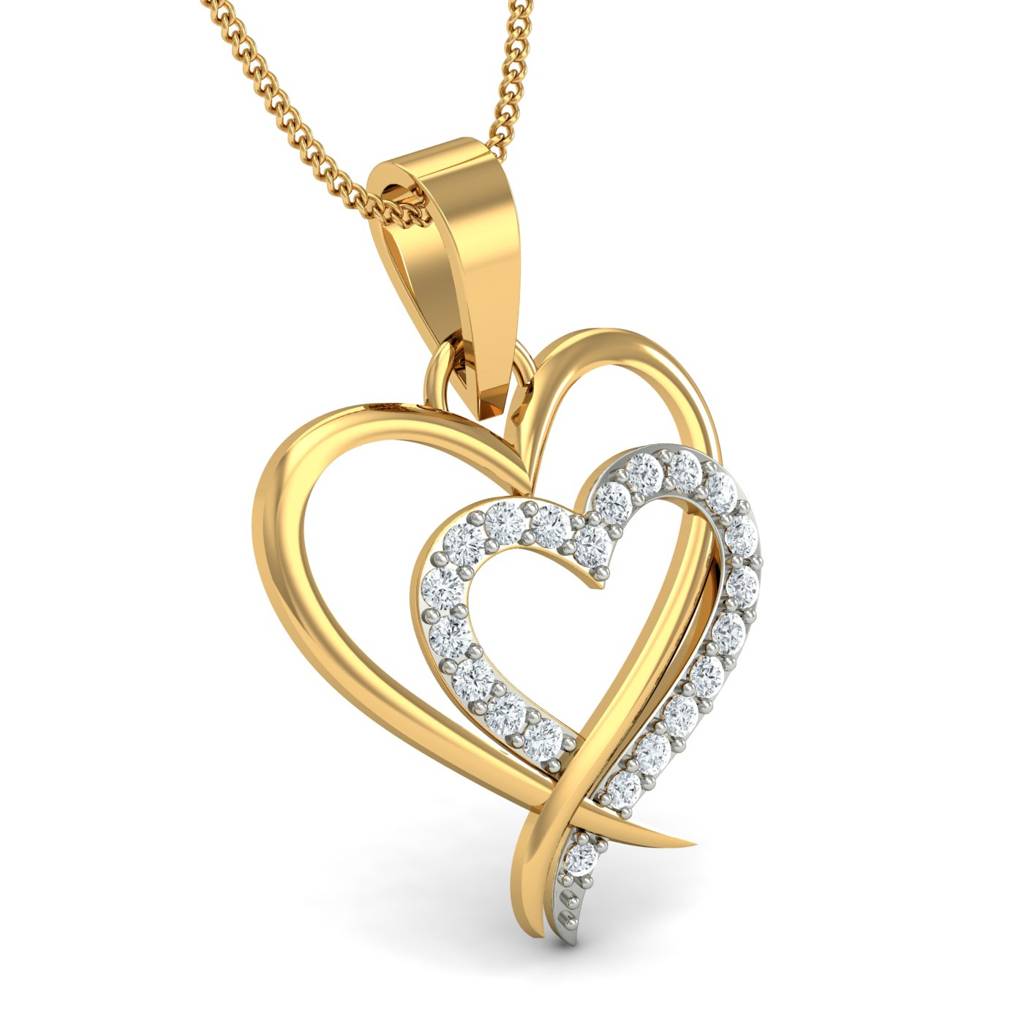 KuberBox 18K Yellow Gold Adorable Heart Pendant