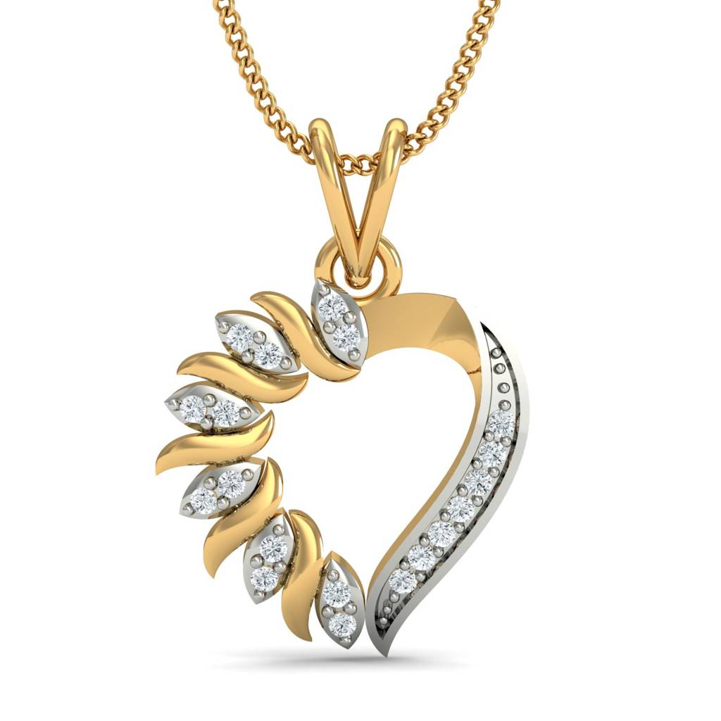 KuberBox 18K Yellow Gold Loving Heart Pendant