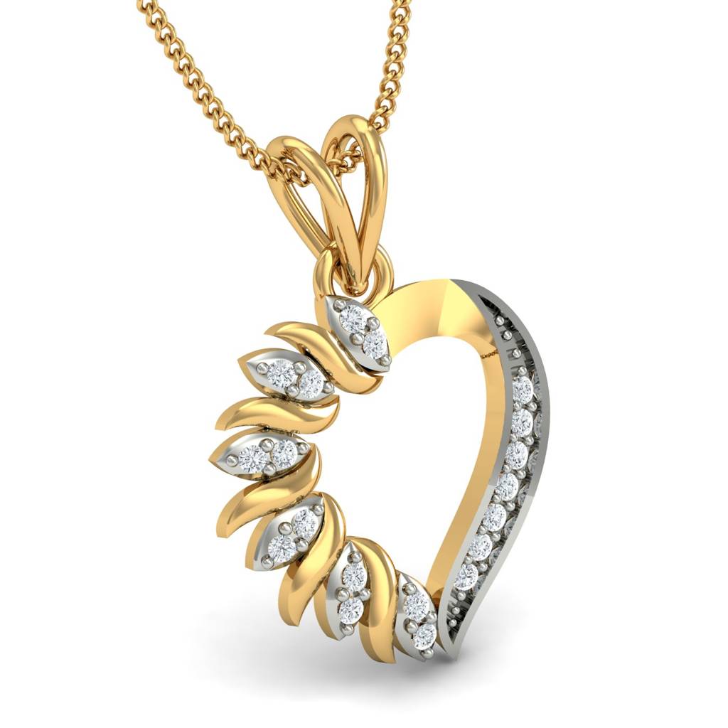 KuberBox 18K Yellow Gold Loving Heart Pendant