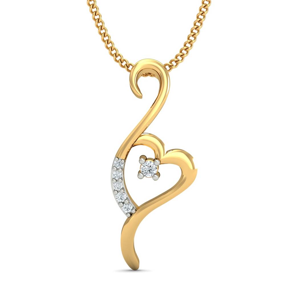 KuberBox 18K Yellow Gold Forever Heart Pendant