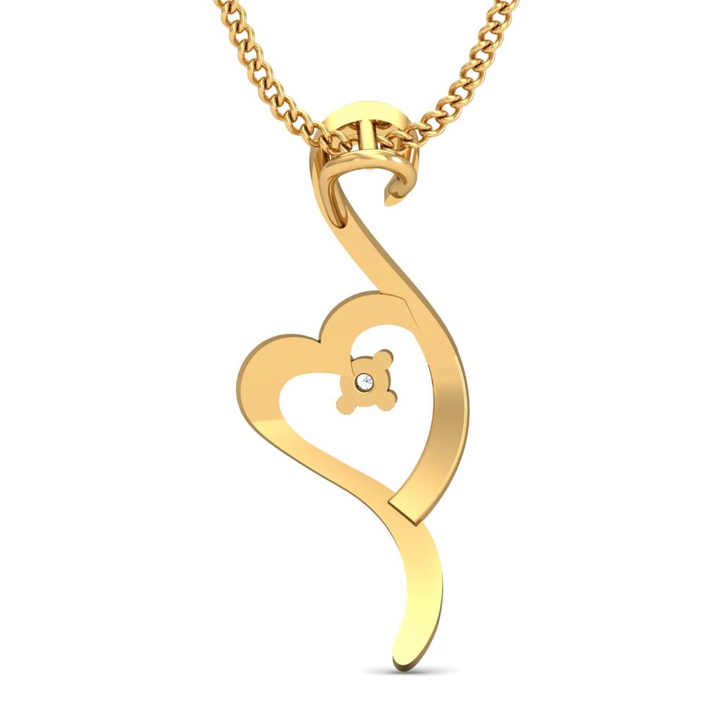 KuberBox 18K Yellow Gold Forever Heart Pendant