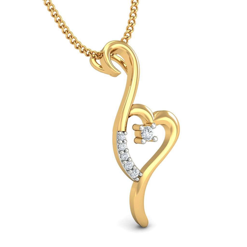 KuberBox 18K Yellow Gold Forever Heart Pendant