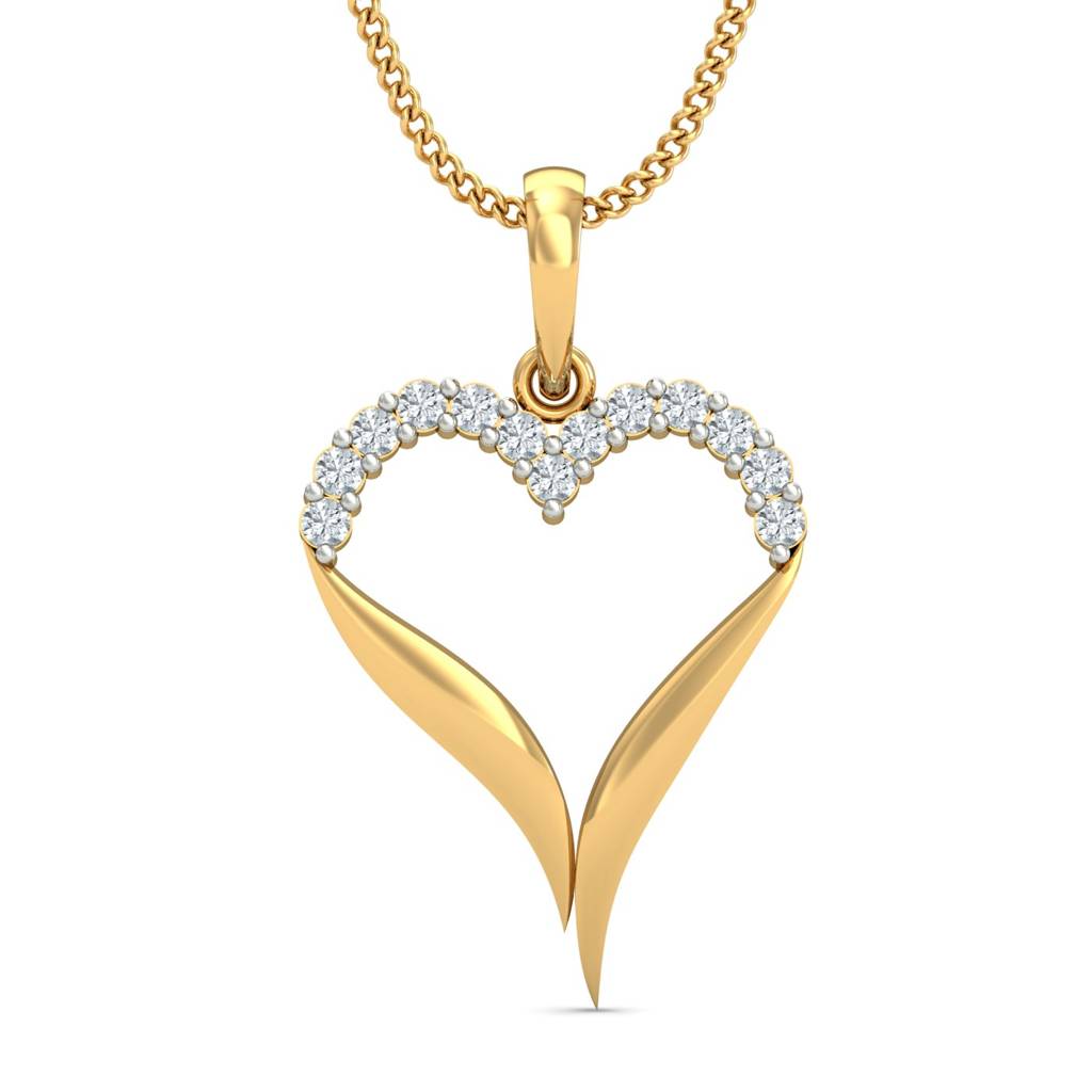 KuberBox 18K Yellow Gold Incredible Heart Pendant