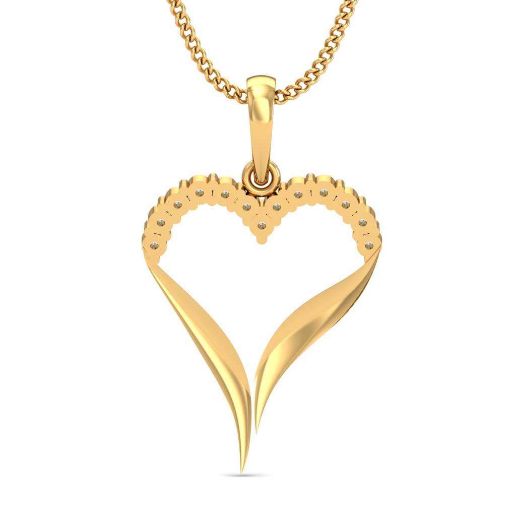 KuberBox 18K Yellow Gold Incredible Heart Pendant