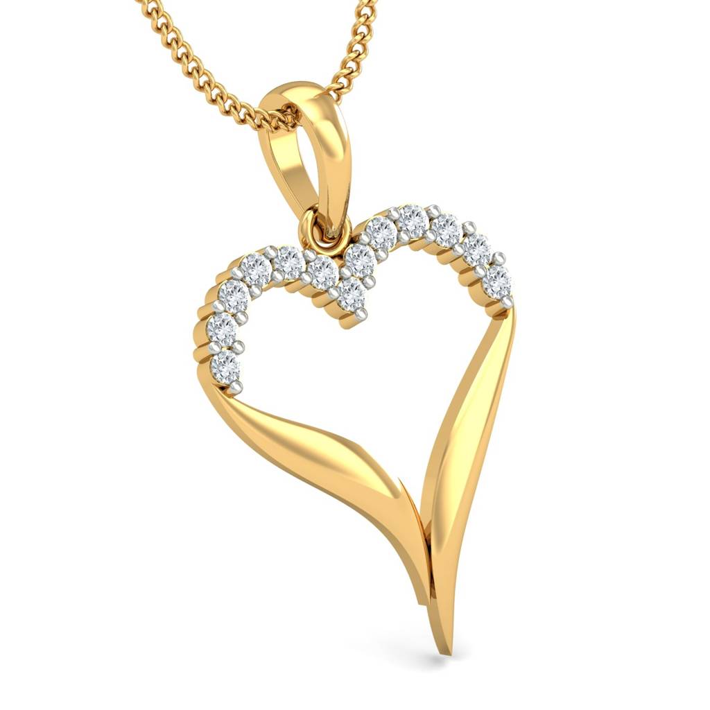 KuberBox 18K Yellow Gold Incredible Heart Pendant