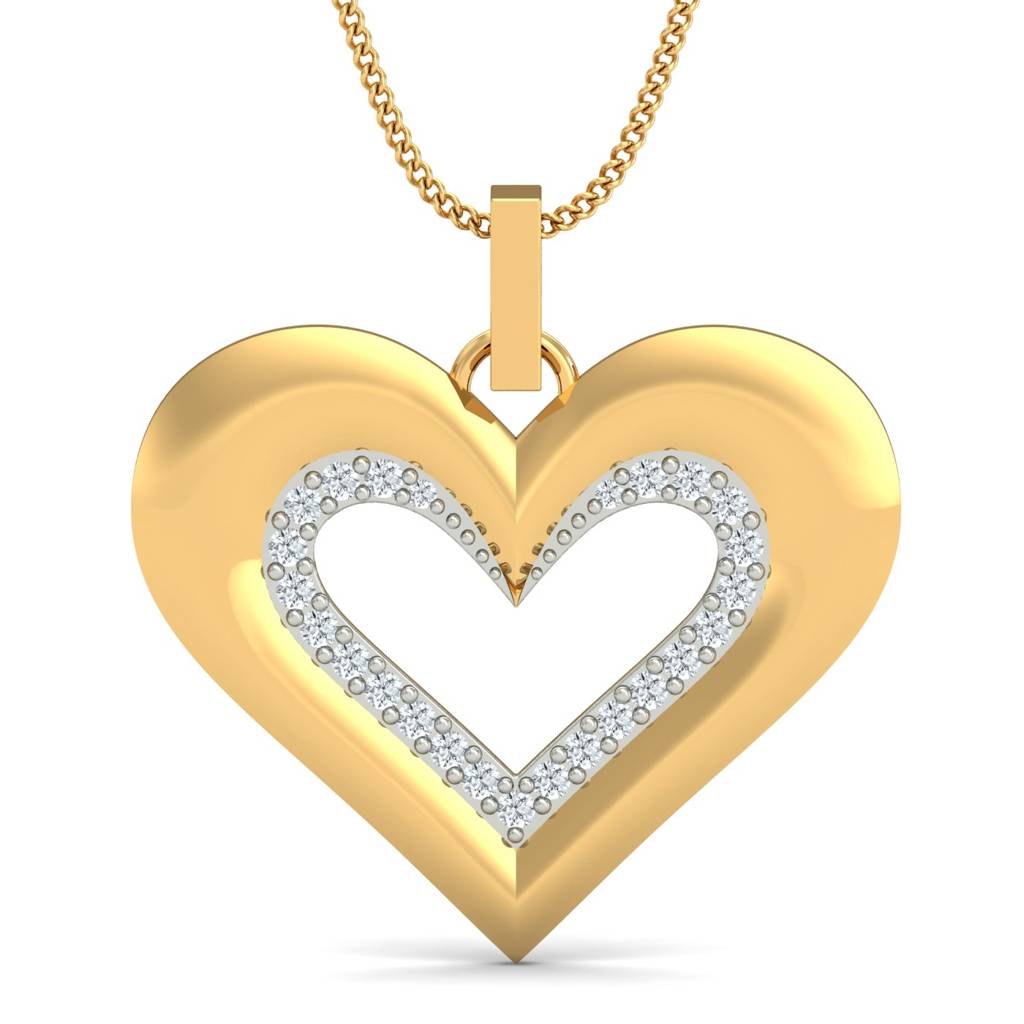 KuberBox 18K Yellow Gold Stylish Heart Pendant