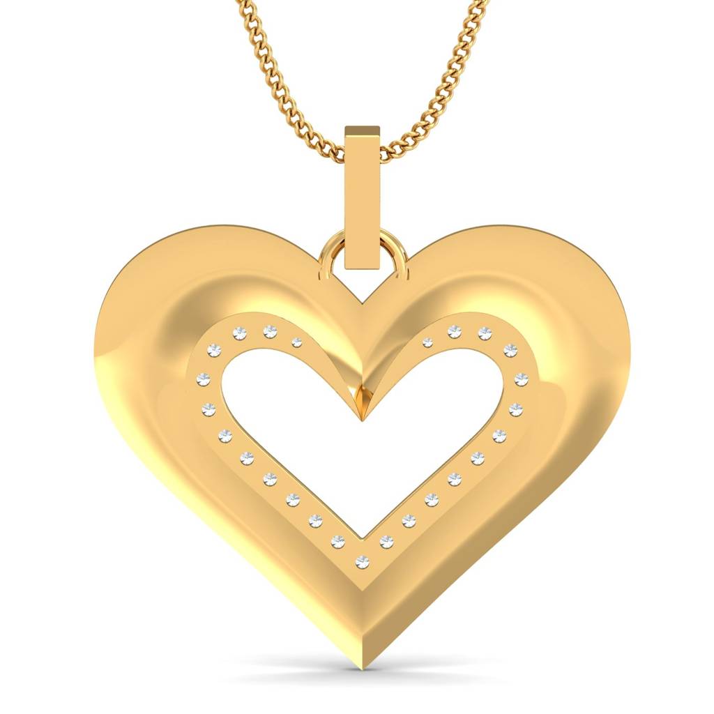 KuberBox 18K Yellow Gold Stylish Heart Pendant