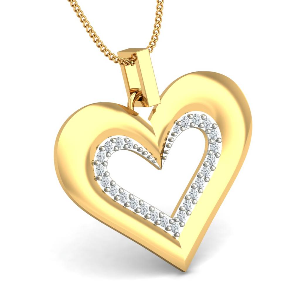 KuberBox 18K Yellow Gold Stylish Heart Pendant