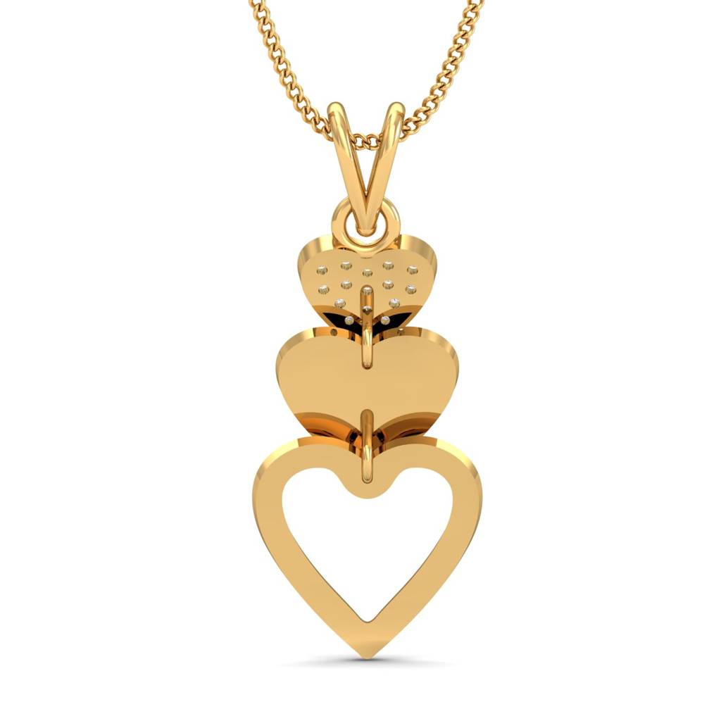 KuberBox 18K Yellow Gold Layered Heart Pendant