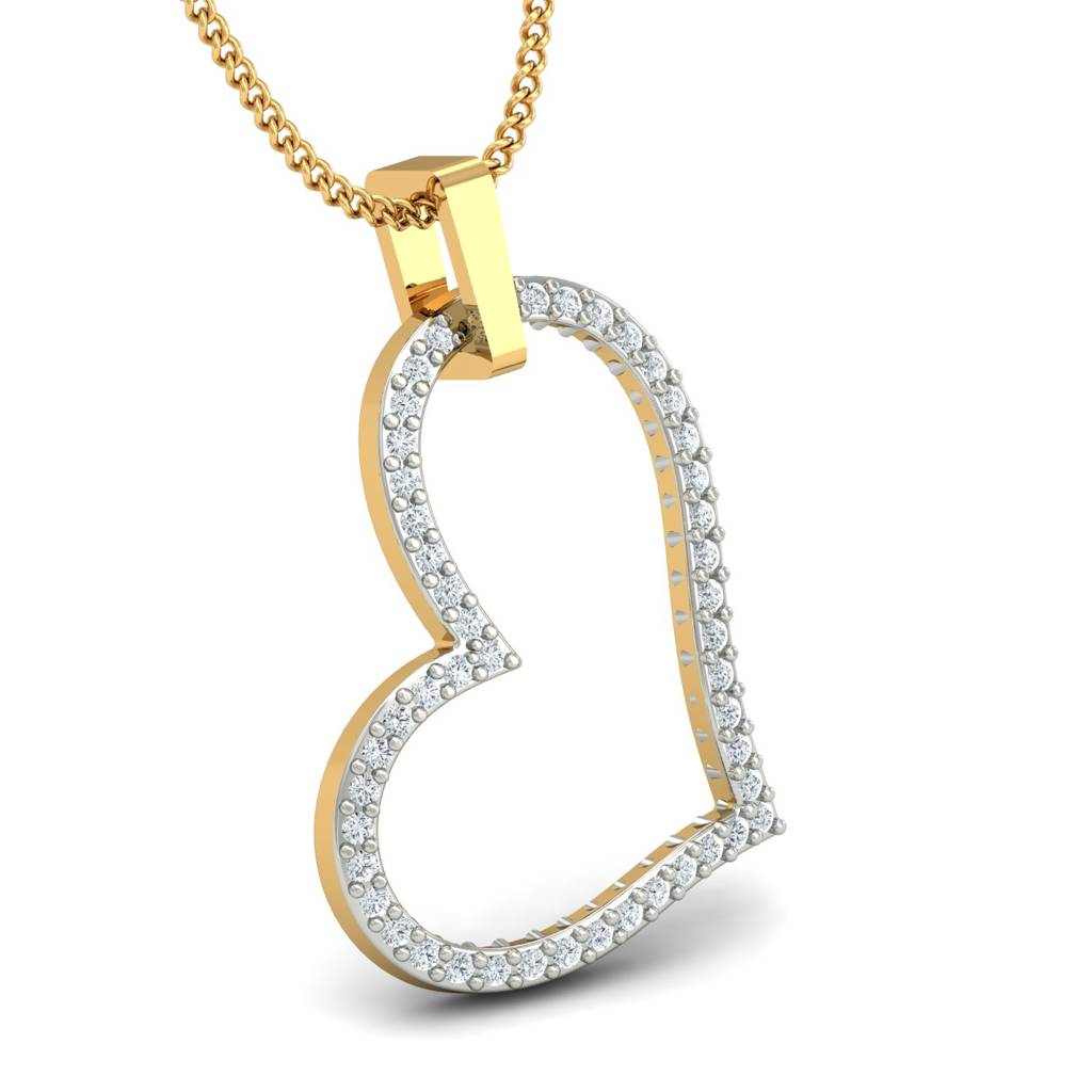 KuberBox 18K Yellow Gold Bold Love Pendant