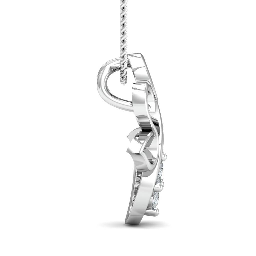 KuberBox 18K White Gold Swan Pair Pendant