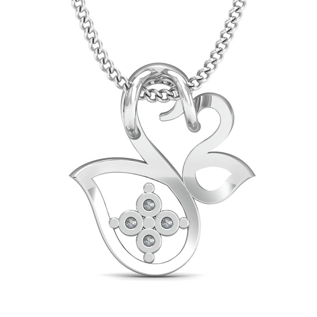 KuberBox 18K White Gold Swan Pair Pendant