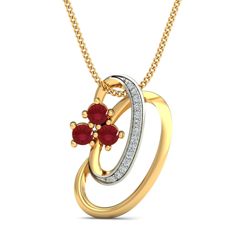 KuberBox 18K Yellow Gold Etreinte Ruby Pendant