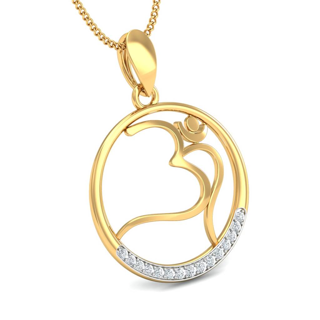 KuberBox 18K Yellow Gold Saakshar Om Pendant