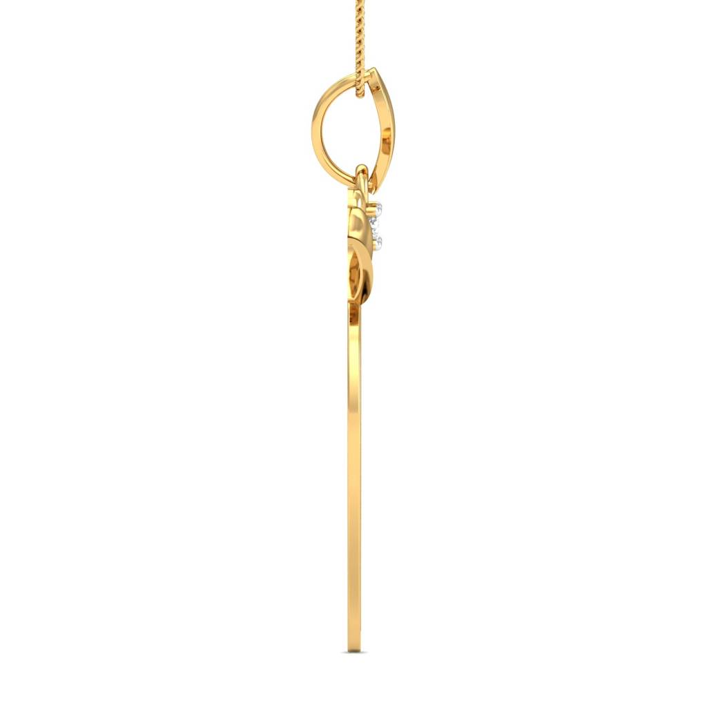 KuberBox 18K Yellow Gold Shiva Damru Pendant