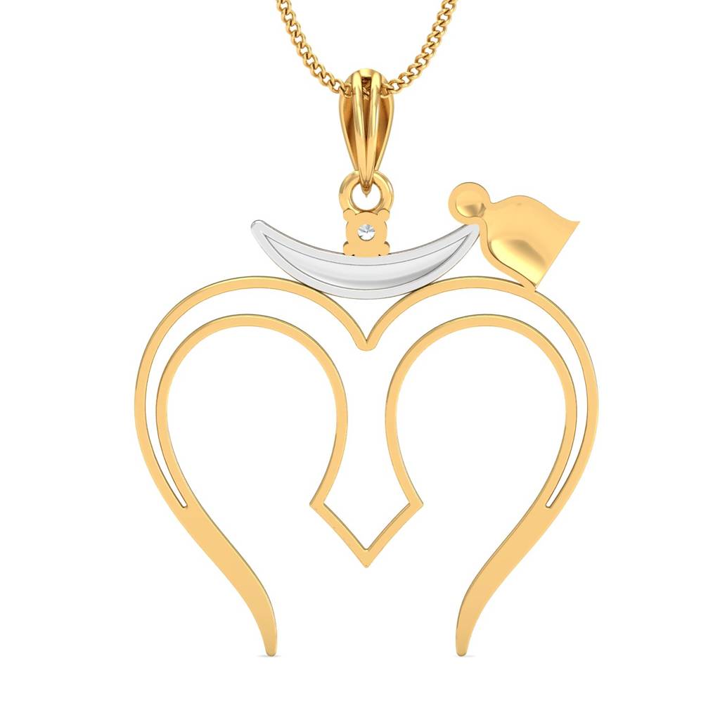 KuberBox 18K Yellow Gold Shiva Damru Pendant