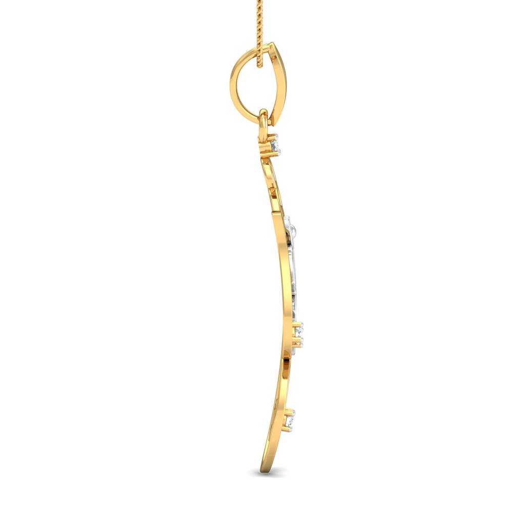 KuberBox 18K Yellow Gold Om-Ganeshaye Shankh Pendant