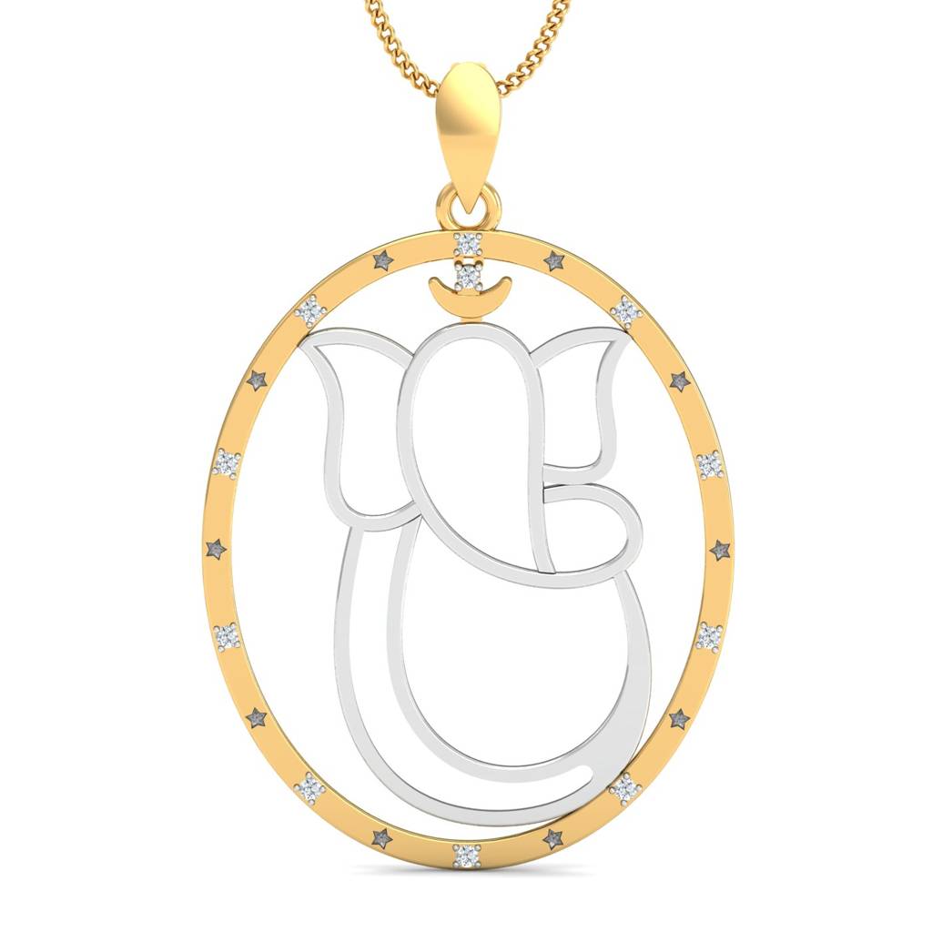 KuberBox 18K Yellow Gold Starry Ganesh Pendant